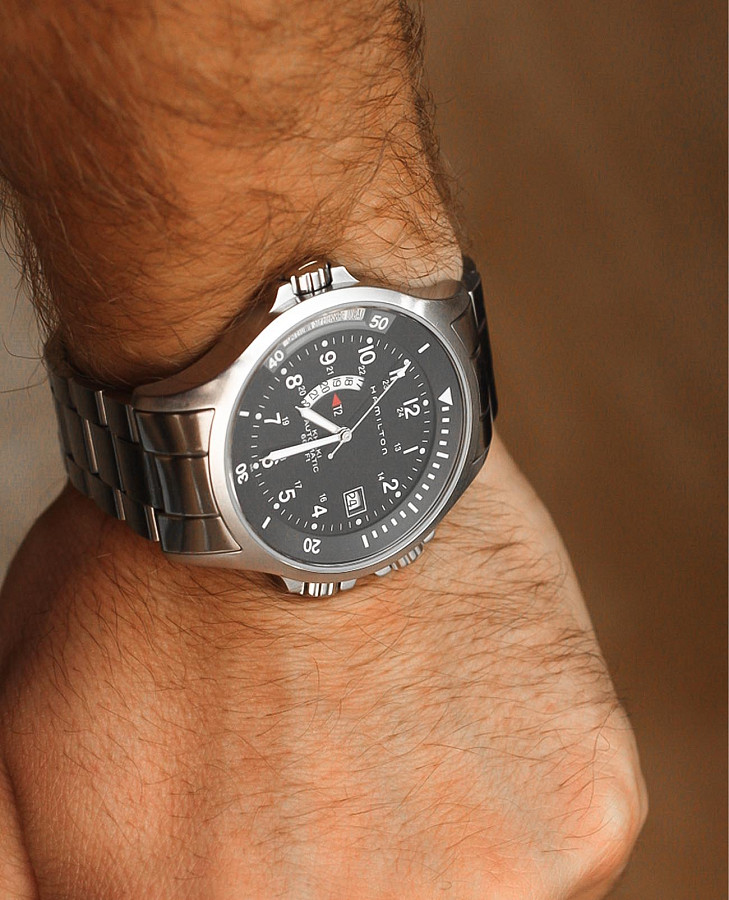 Часы Hamilton Khaki Navy GMT Auto H77615133 — механические, сталь металл