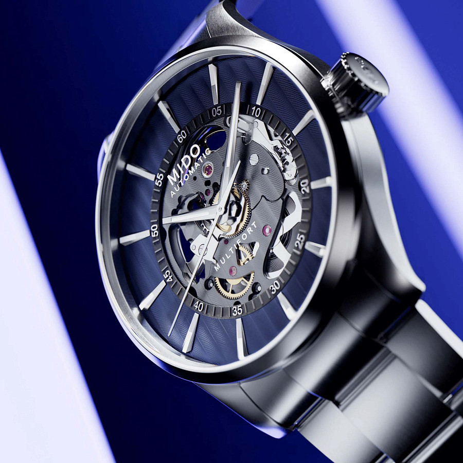 Часы Mido Multifort Skeleton Vertigo M038.436.11.041.00 — Швейцария, механические