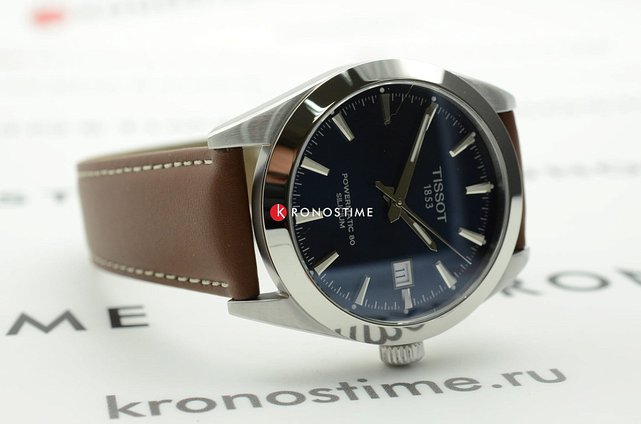 Часы Tissot Gentleman Powermatic 80 Silicium T127.407.16.041.00 — мужские, кожаный