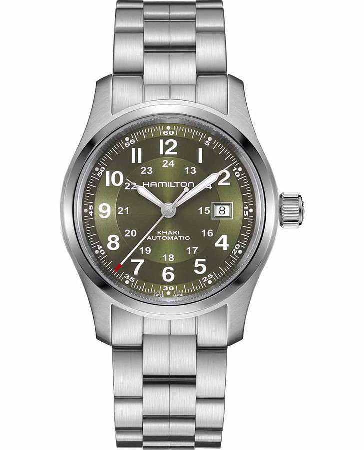 Часы Hamilton Khaki Field Auto H70605160 — мужские, зеленый