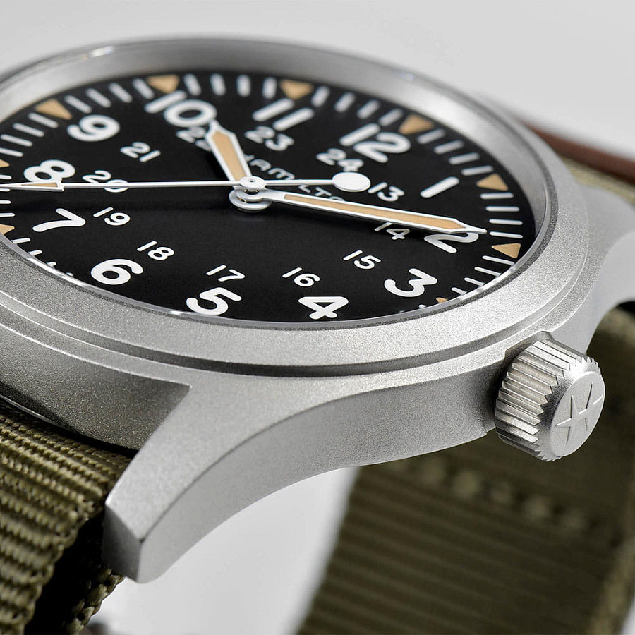 Часы Hamilton Khaki Field Mechanical 42mm H69529933 — мужские, хаки