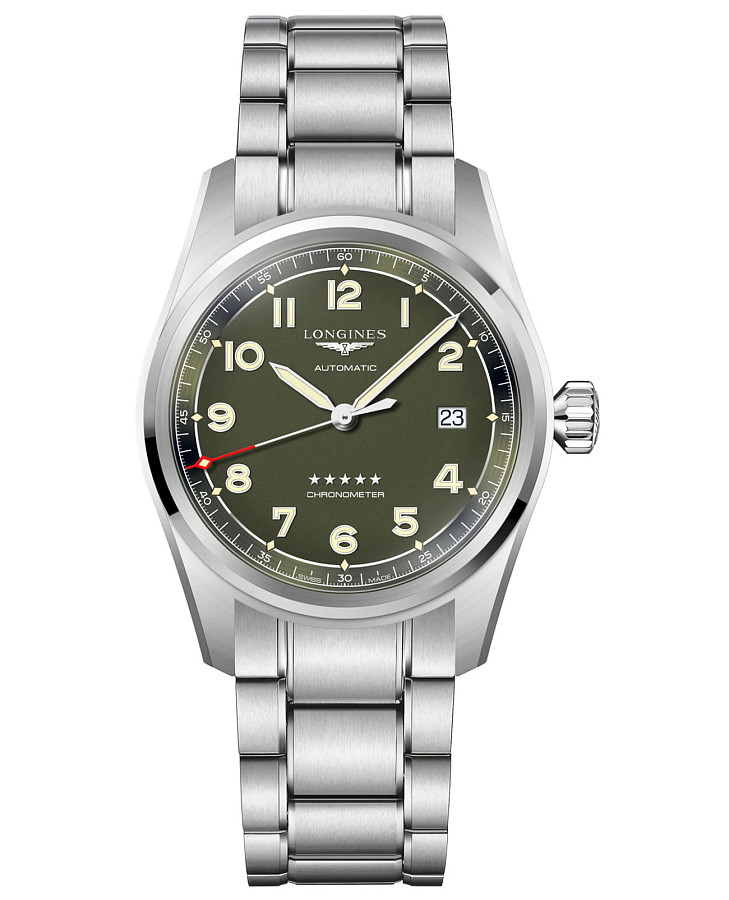 Часы Longines Spirit L3.810.4.03.6 — мужские, зеленый