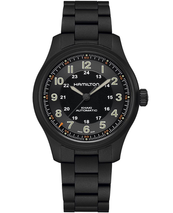 Часы Hamilton Khaki Field Titanium Auto H70665130 — мужские, черный