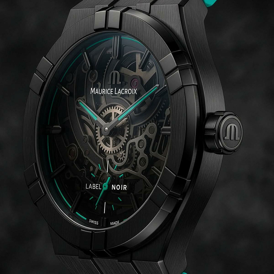 Часы Maurice Lacroix Aikon Automatic Skeleton 45mm Label Noir AI6028-DLB0B-030-H — металл сталь, Швейцария