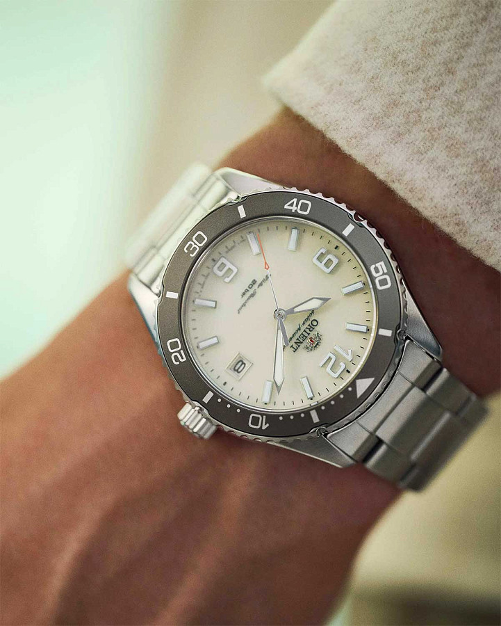 Часы Orient Mako Kamasu RA-WJ0003S (RN-WJ0003S) — бежевый, алюминий сталь металл