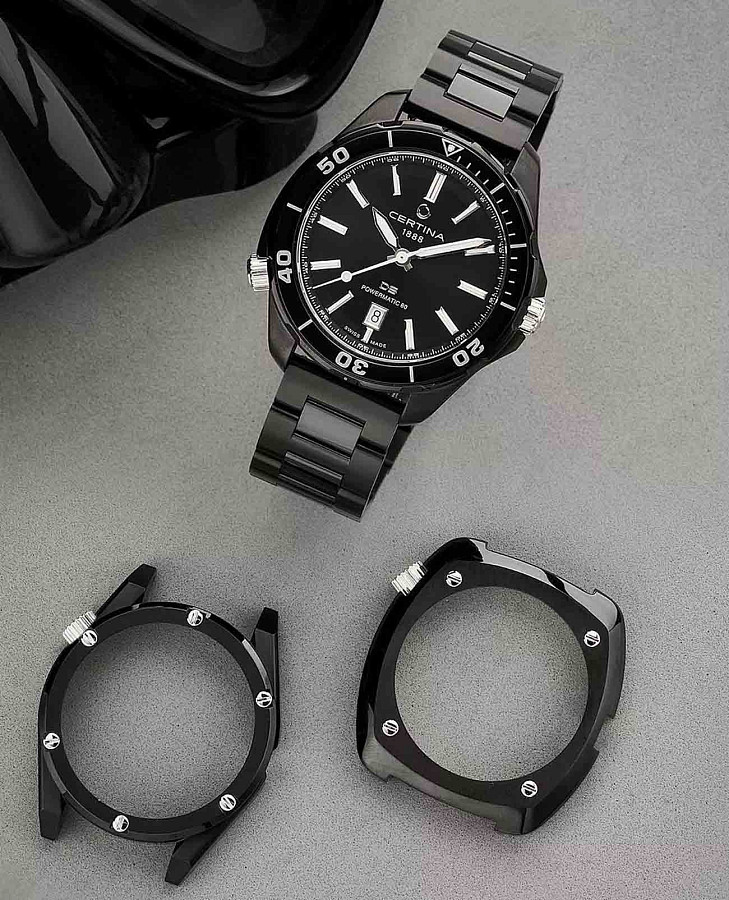 Часы Certina DS+ C041.407.39.051.00 — нержавеющая сталь с pvd-покрытием, черный
