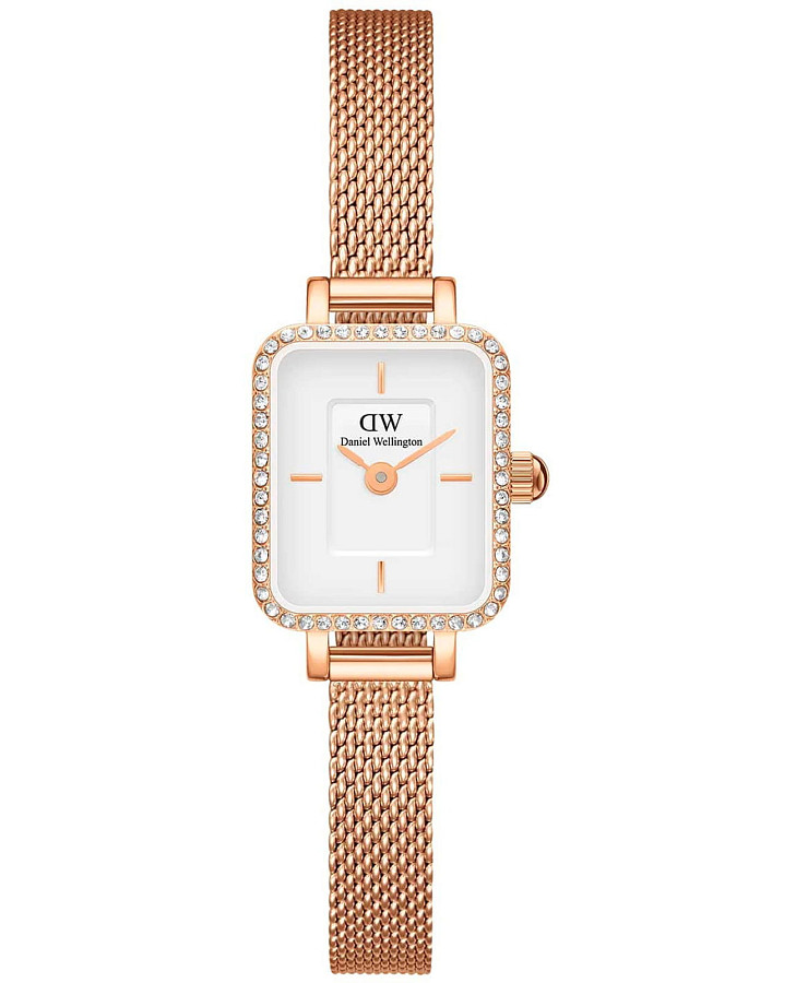 Часы Daniel Wellington Quadro Mini Lumine Bezel Rose Gold DW00100731 — женские, белый