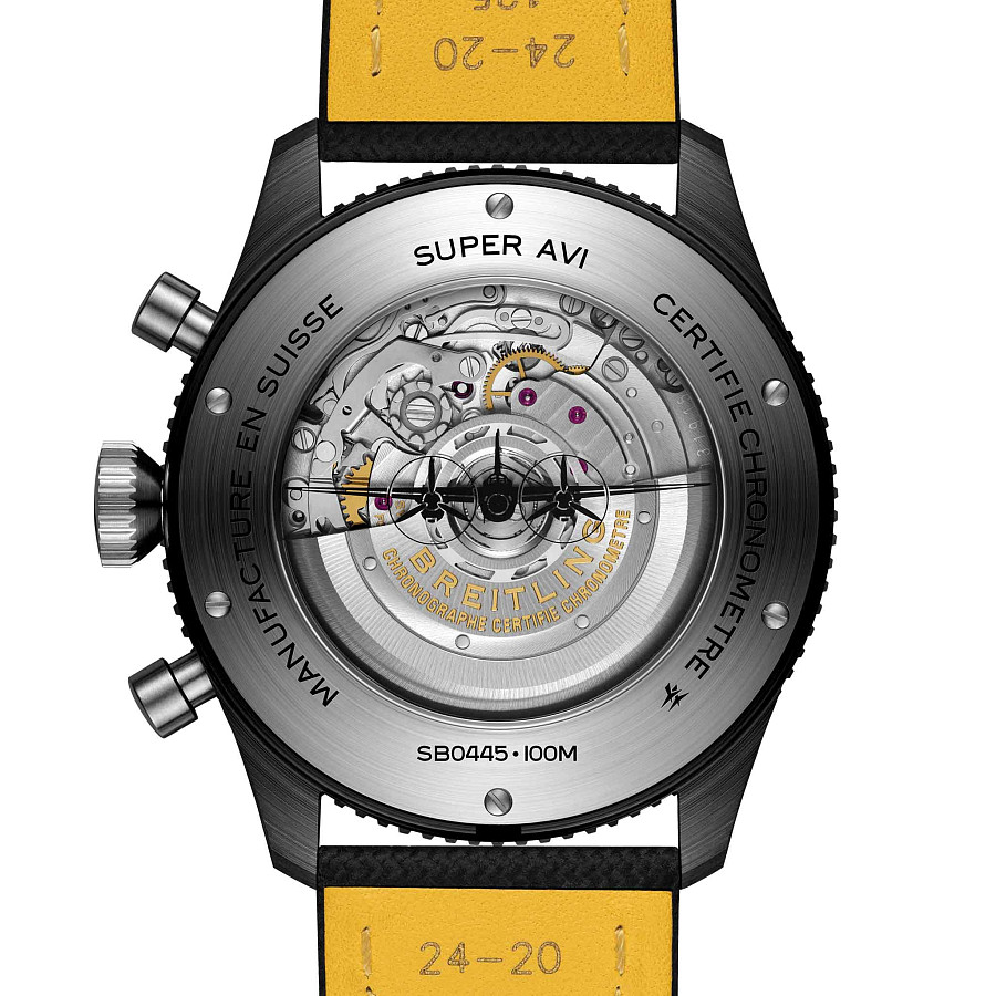 Часы Breitling Super Avi B04 Chronograph GMT 46 Mosquito Night Fighter SB04451A1B1X1 — кожаный, мужские
