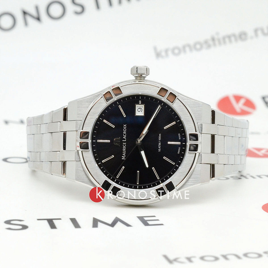 Часы Maurice Lacroix Aikon Quartz Date 40mm AI1108-SS00F-330-A — кварцевые, металл сталь