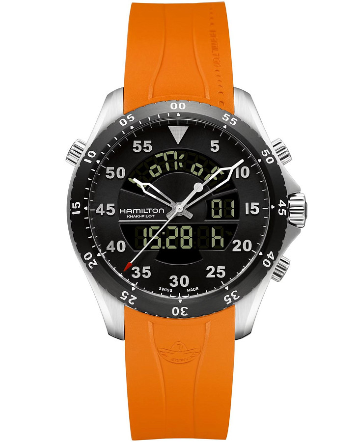 Часы Hamilton Khaki Aviation Flight Timer Quartz H64554431 — мужские, черный