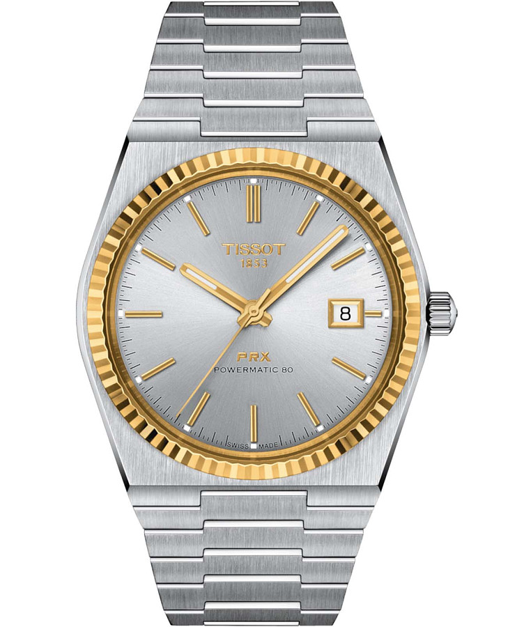 Часы Tissot PRX Powermatic 80 Steel & 18k Gold T931.407.41.031.01 — мужские, серебристый
