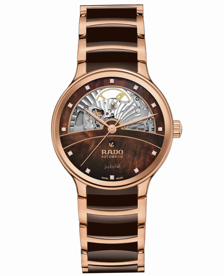Часы Rado Centrix Automatic Diamonds Open Heart R30029902 — женские, коричневый