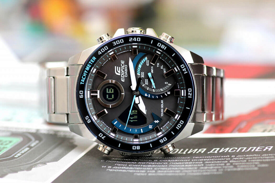 Часы Casio Edifice ECB-900DB-1BDR (ECB-900DB-1B) — кварцевые, металл сталь