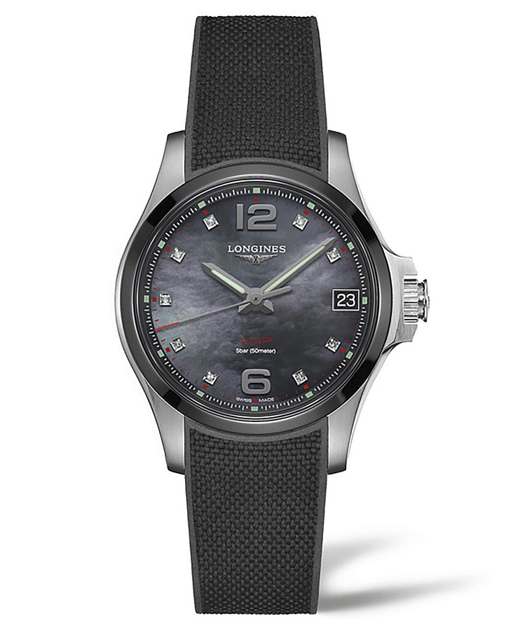 Часы Longines Conquest V.H.P. L3.319.4.88.9 — женские, черный