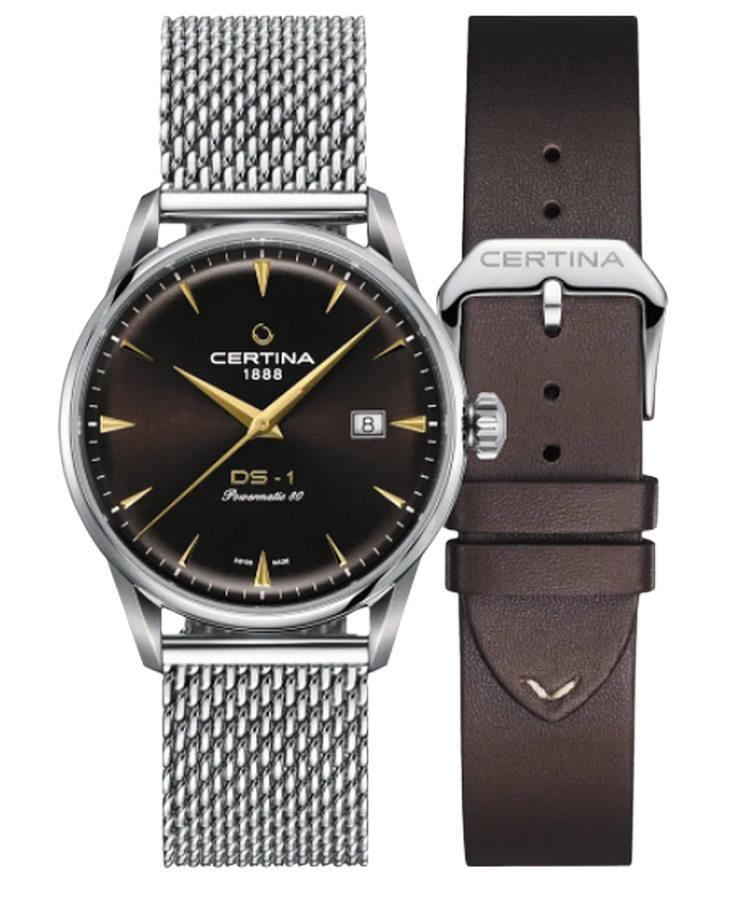 Часы Certina DS-1 Powermatic 80 C029.807.11.291.02 — мужские, коричневый