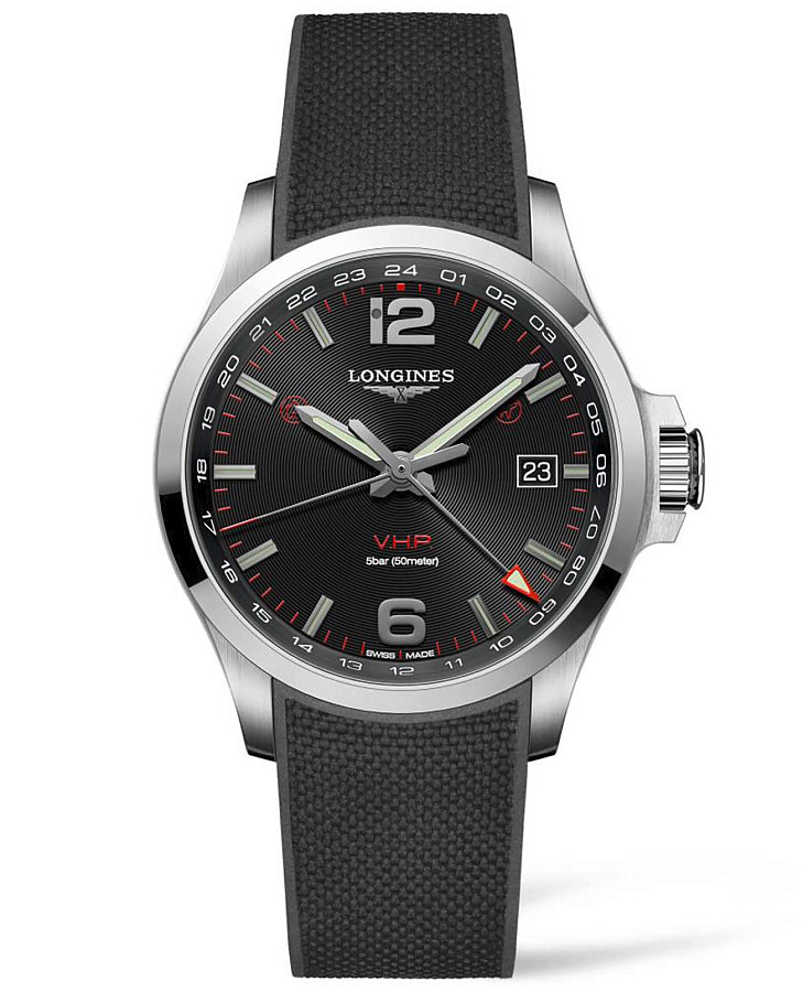 Часы Longines Conquest V.H.P. L3.728.4.56.9 — мужские, черный