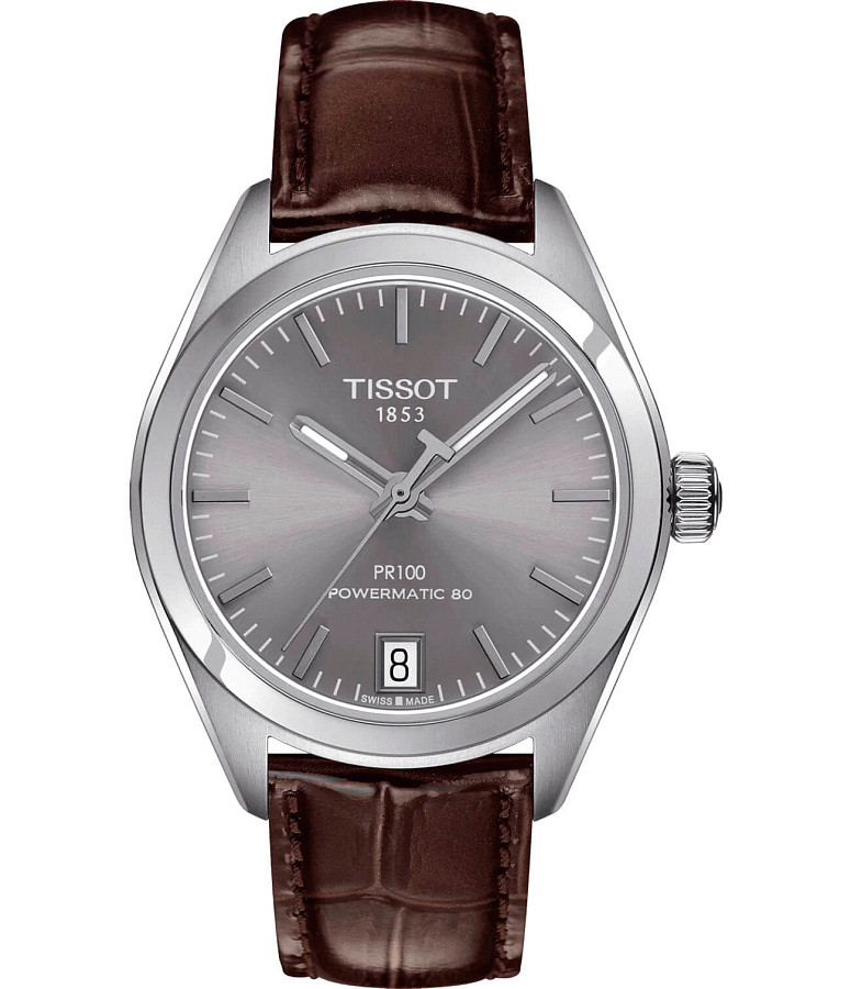 Часы Tissot PR 100 Powermatic 80 Lady T101.207.16.071.00 — женские, серый