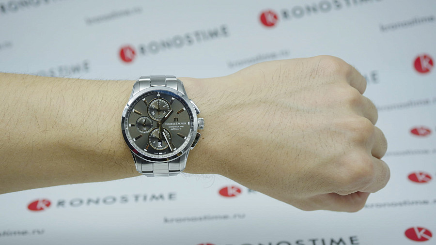Часы Maurice Lacroix Pontos Chronograph PT6388-SS002-331-1 — черный, сталь металл