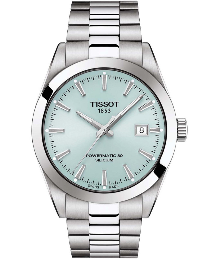 Часы Tissot Gentleman Powermatic 80 Silicium T127.407.11.351.00 — мужские, бирюзовый