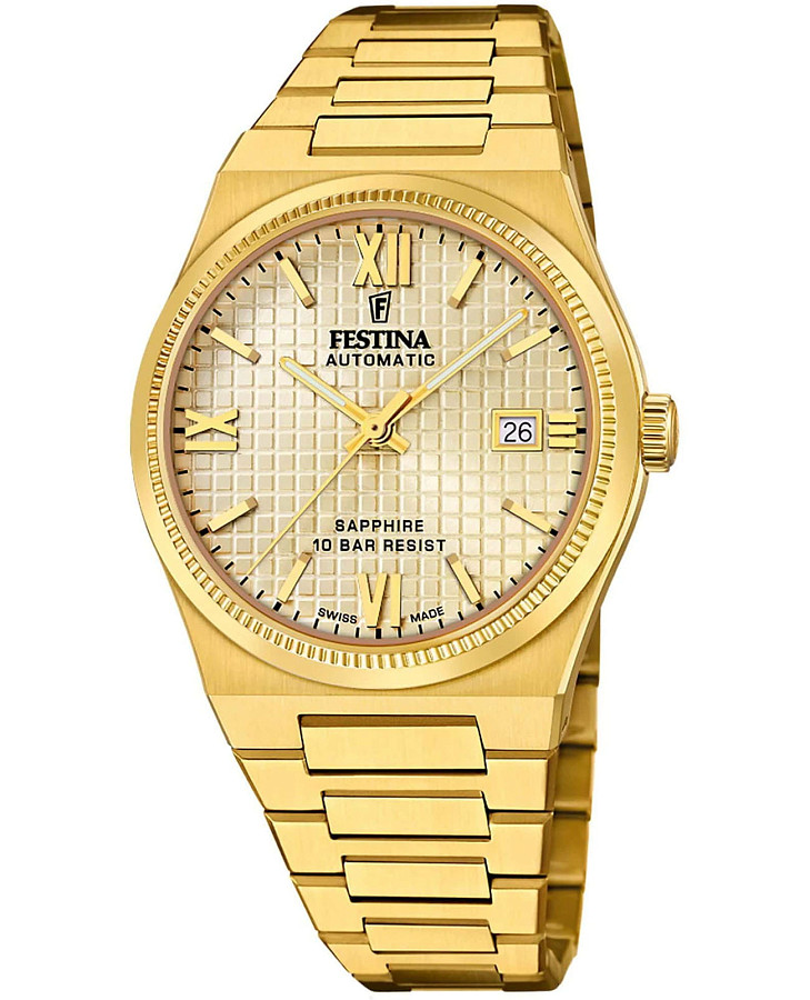 Часы Festina Swiss Made F20032/2 — мужские, желтый