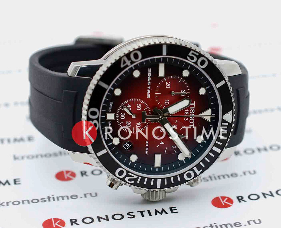 Часы Tissot Seastar 1000 Chronograph T120.417.17.421.00 — красный, сталь металл