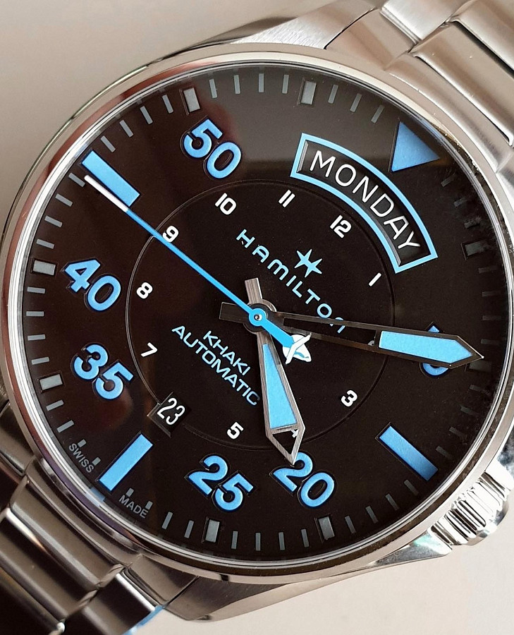 Часы Hamilton Khaki Aviation Pilot Day Date Air Zermatt Auto H64625131 — нержавеющая сталь, мужские