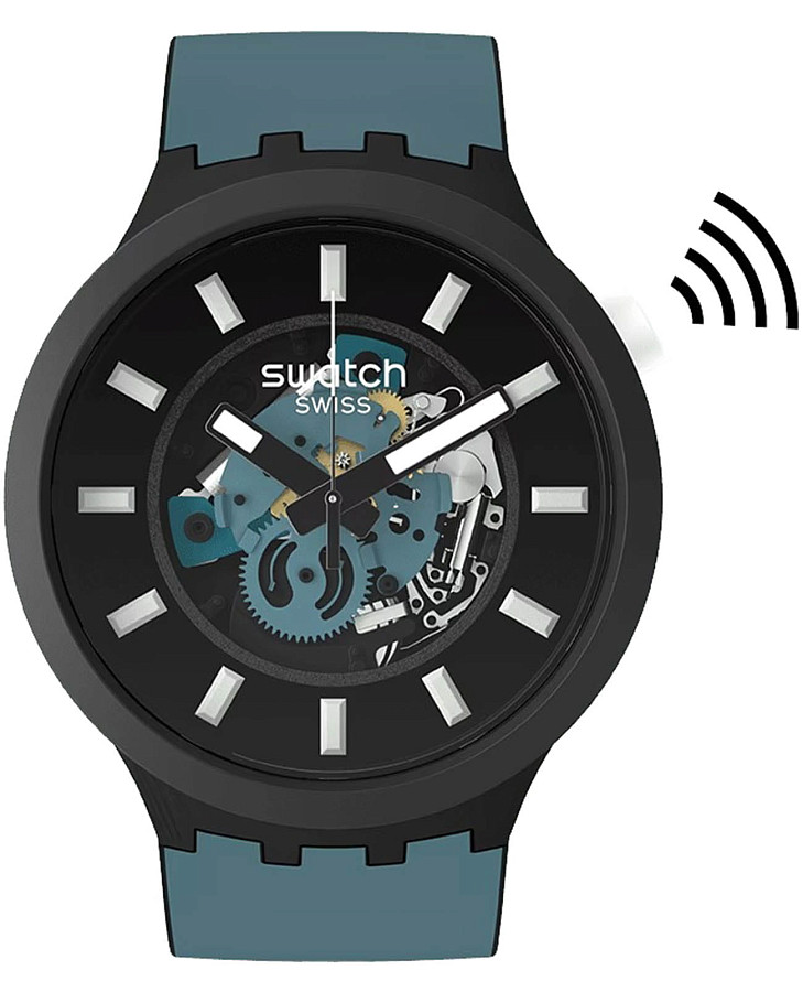 Часы Swatch Big Bold BioCeramic Pay! SB03B111-5300 — мужские, антрацитовый