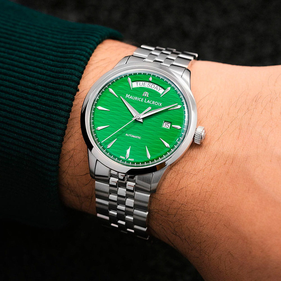 Часы Maurice Lacroix 1975 Automatic Vagues Du Jura Green 756058-SS002-630-1 — артикул 756058-SS002-630-1