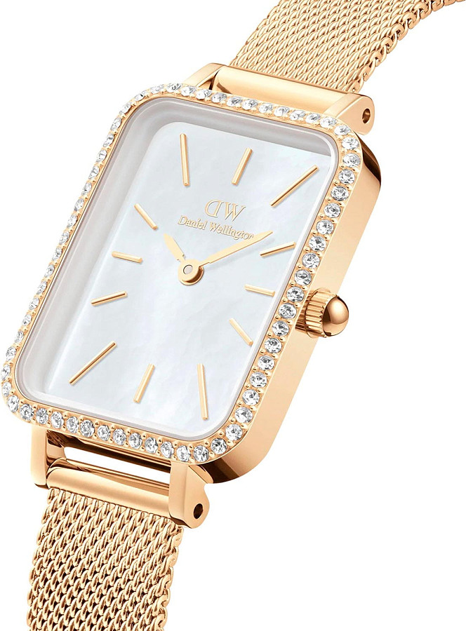 Часы Daniel Wellington Quadro Lumine Bezel Evergold MOP DW00100668 — кварцевые, сталь металл