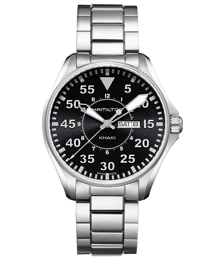 Часы Hamilton Khaki Aviation Pilot Day Date Quartz H64611135 — мужские, черный