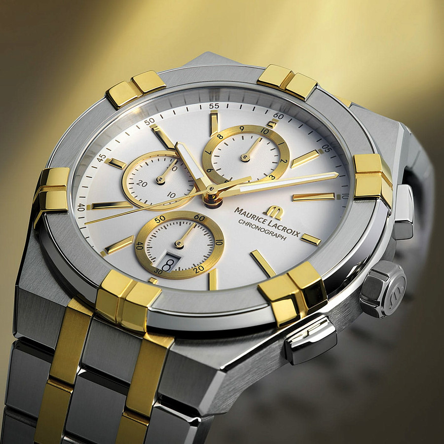 Часы Maurice Lacroix Aikon Quartz Chronograph AI1118-PVY03-130-1 — кварцевые, сталь