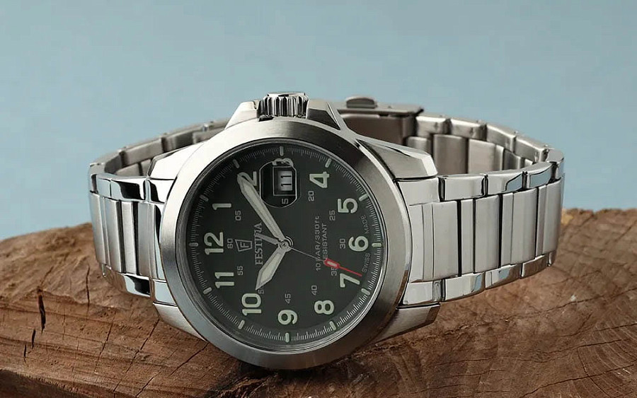 Часы Festina Swiss Made F20081/3 — зеленый, металл сталь