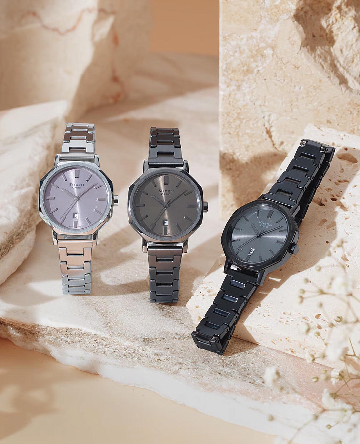 Часы Casio Sheen SHE-4554GY-5AUDF (SHE-4554GY-5A) — кварцевые, металл сталь