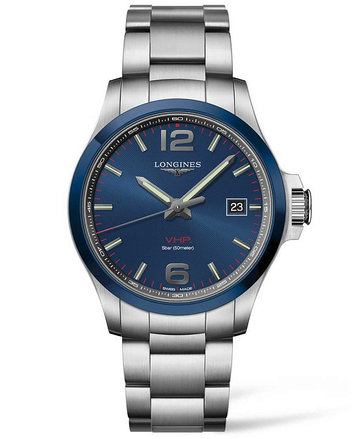 Часы Longines Conquest V.H.P. L3.729.4.96.6 — мужские, синий