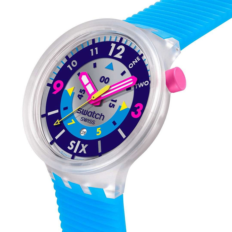 Часы Swatch Neon Hielo SB01K400 — женские, силикон