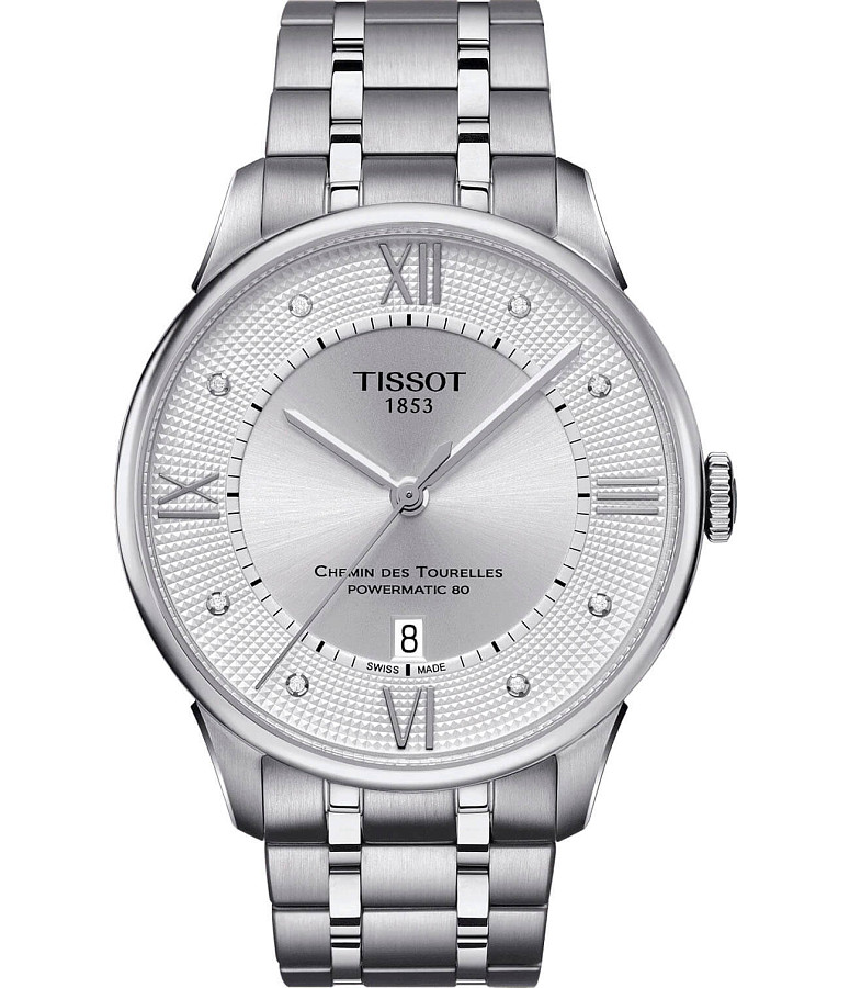 Часы Tissot Chemin des Tourelles Powermatic 80 T099.407.11.033.00 — мужские, белый