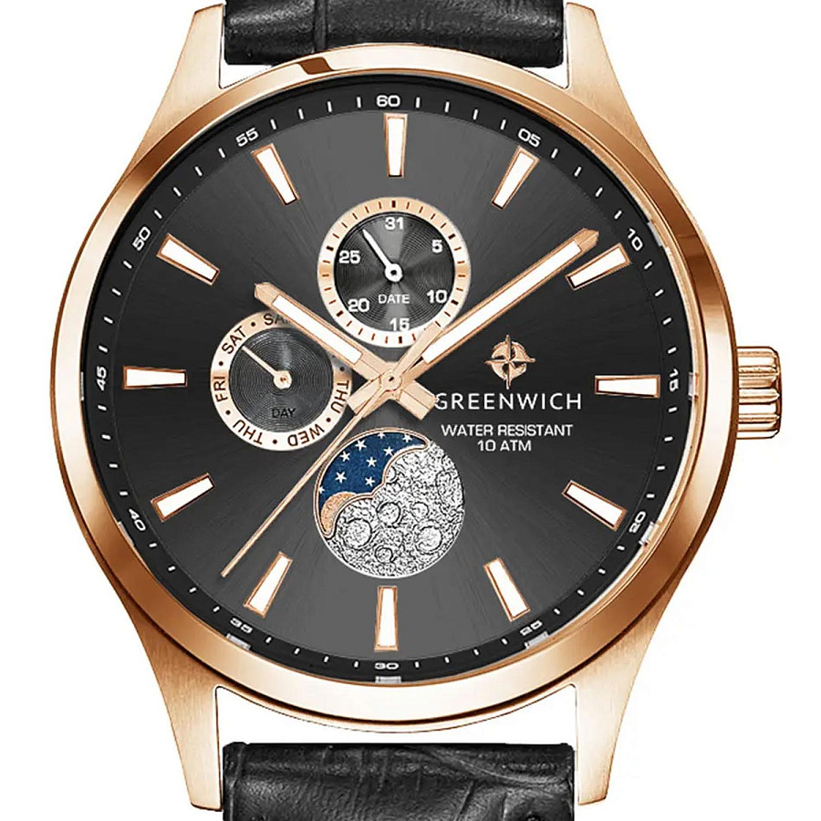 Часы Greenwich Moon Walker GW 058.41.31 — кварцевые, металл сталь