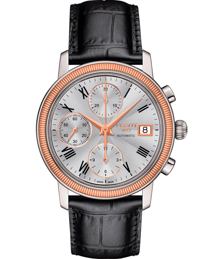 Часы Tissot Bridgeport Automatic Valjoux 18K Gold T921.427.46.033.00 — мужские, серебристый