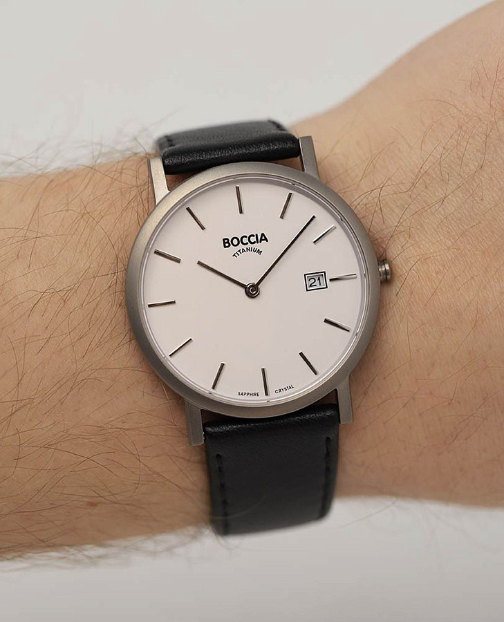 Часы Boccia Titanium Circle-Oval 3637-02 — кожаный, мужские