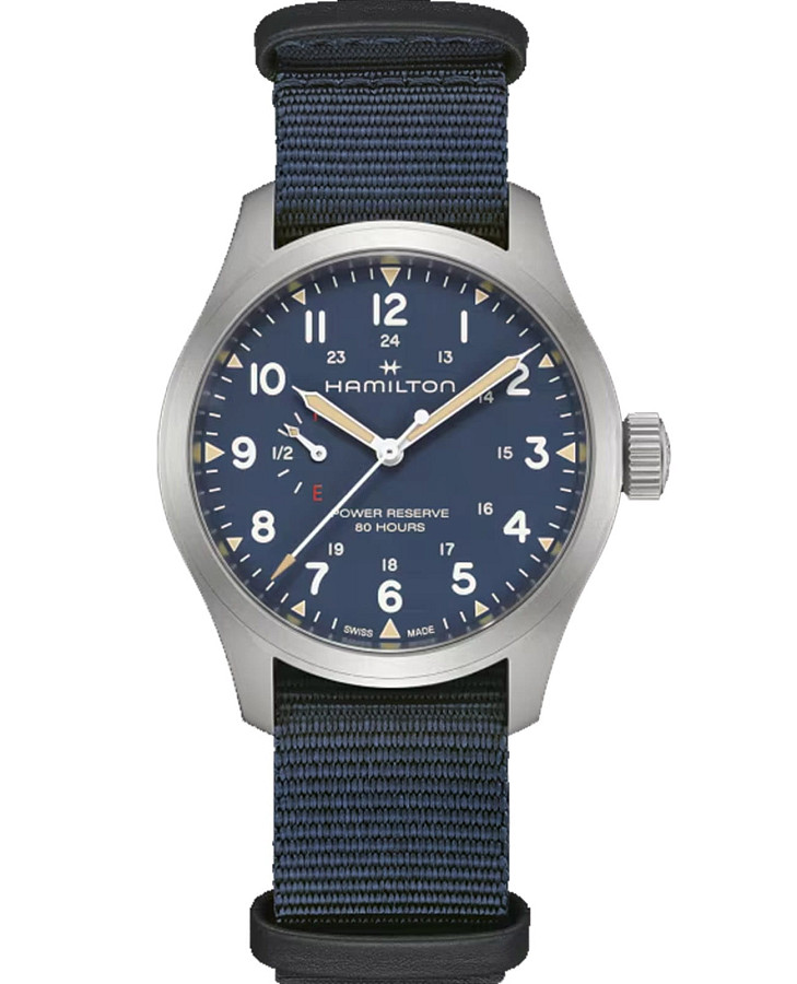 Часы Hamilton Khaki Field Power Reserve H69509940 — мужские, синий