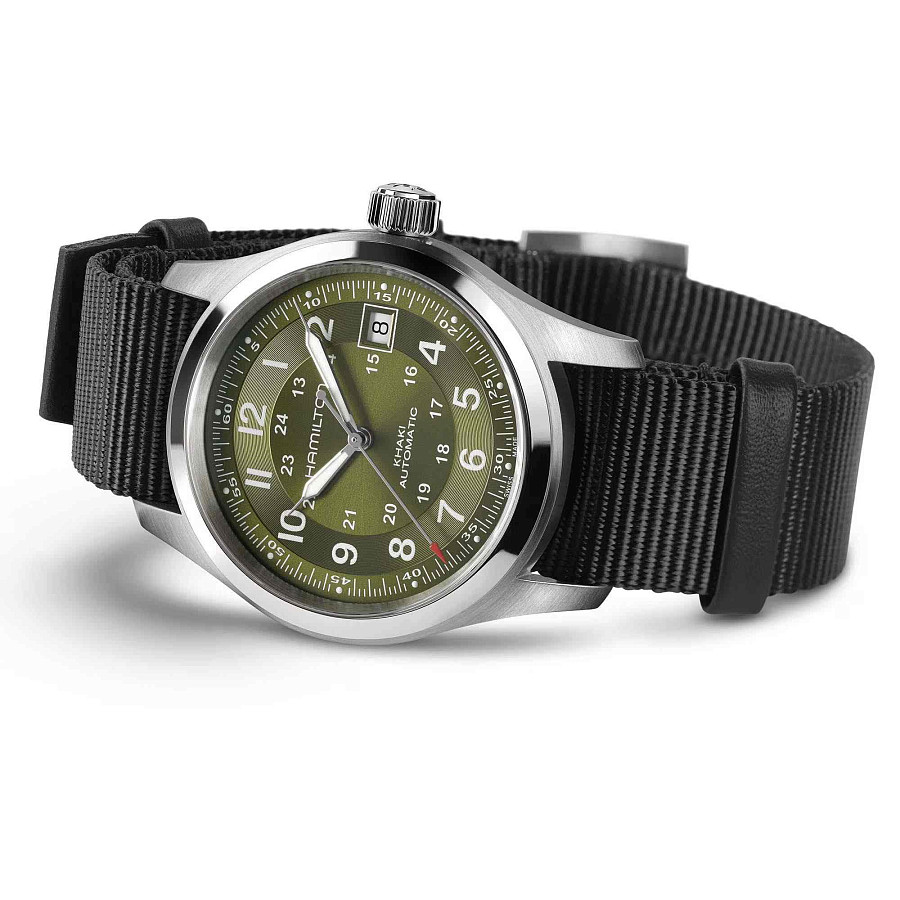Часы Hamilton Khaki Field Auto 38mm H70455960 — зеленый, сталь металл