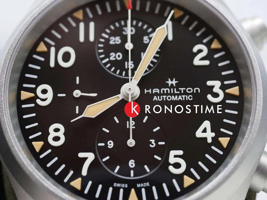 Часы Hamilton Khaki Field Automatic Chronograph H71706830 — кожаный, мужские