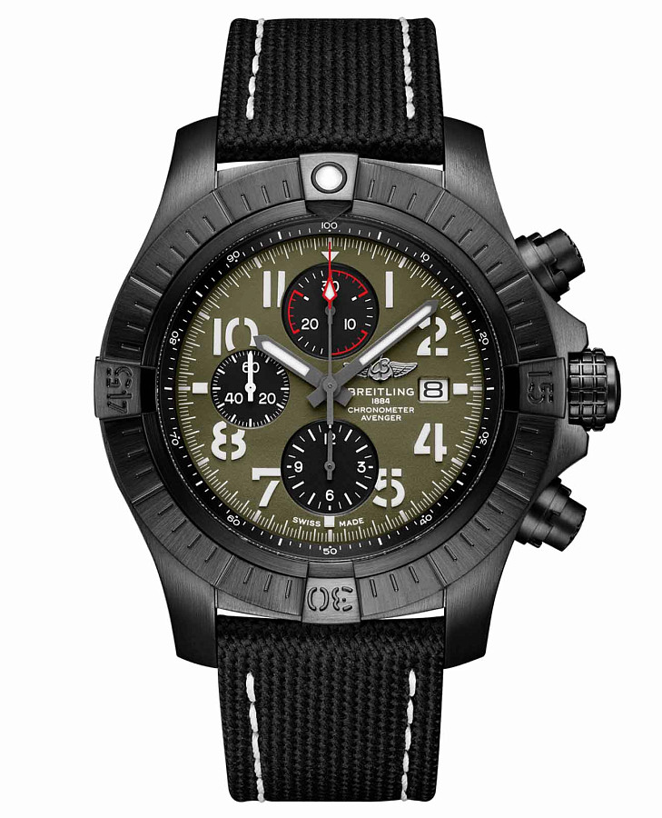 Часы Breitling Super Avenger Chronograph 48 Night Mission V133751A1L1X1 — мужские, зеленый