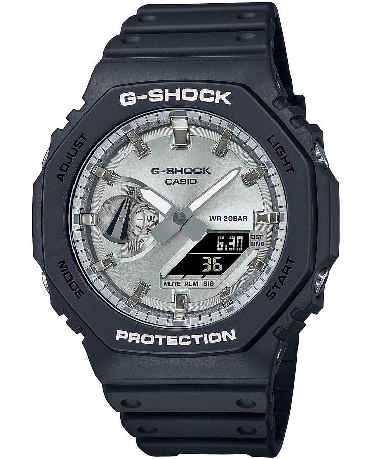 Часы Casio G-Shock GA-2100SB-1ADR (GA-2100SB-1AER) — мужские, серебристый