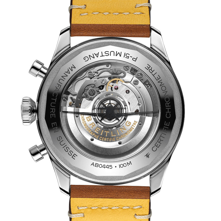 Часы Breitling Super Avi B04 Chronograph GMT 46 P-51 Mustang AB04453A1B1X1 — кожаный, мужские