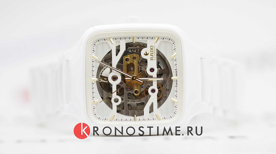 Часы Rado True Square Automatic Skeleton R27126012 — мужские, высокотехнологичная керамика + титан