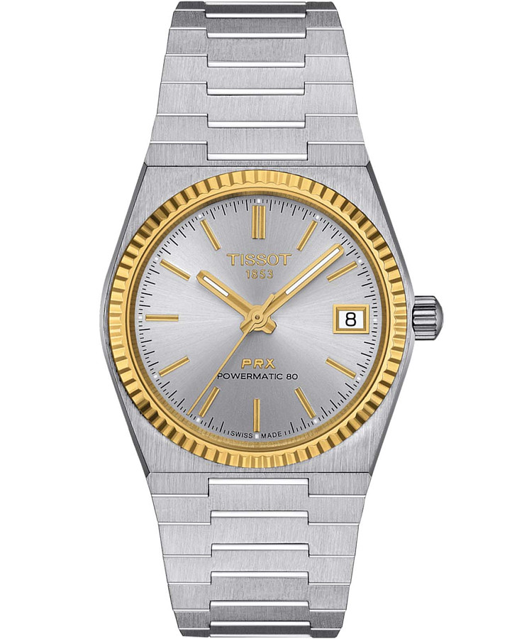 Часы Tissot PRX Powermatic 80 Steel & 18k Gold T931.207.41.031.01 — женские, серебристый