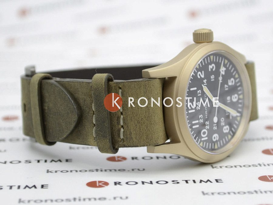 Часы Hamilton Khaki Field Mechanical Bronze H69459530 — черный, бронза титан