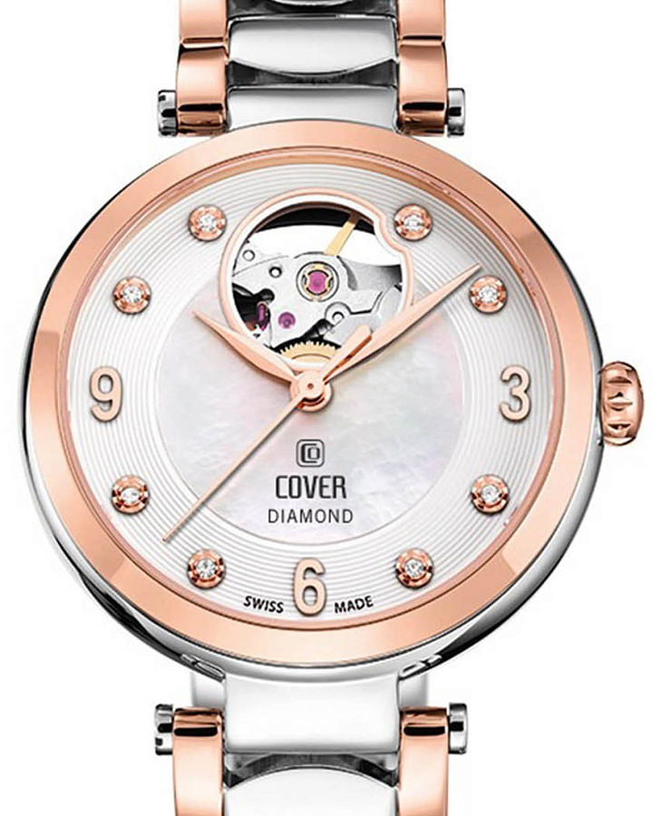 Часы Cover Lady Diamond Open Heart COA8.03 — кварцевые, металл сталь
