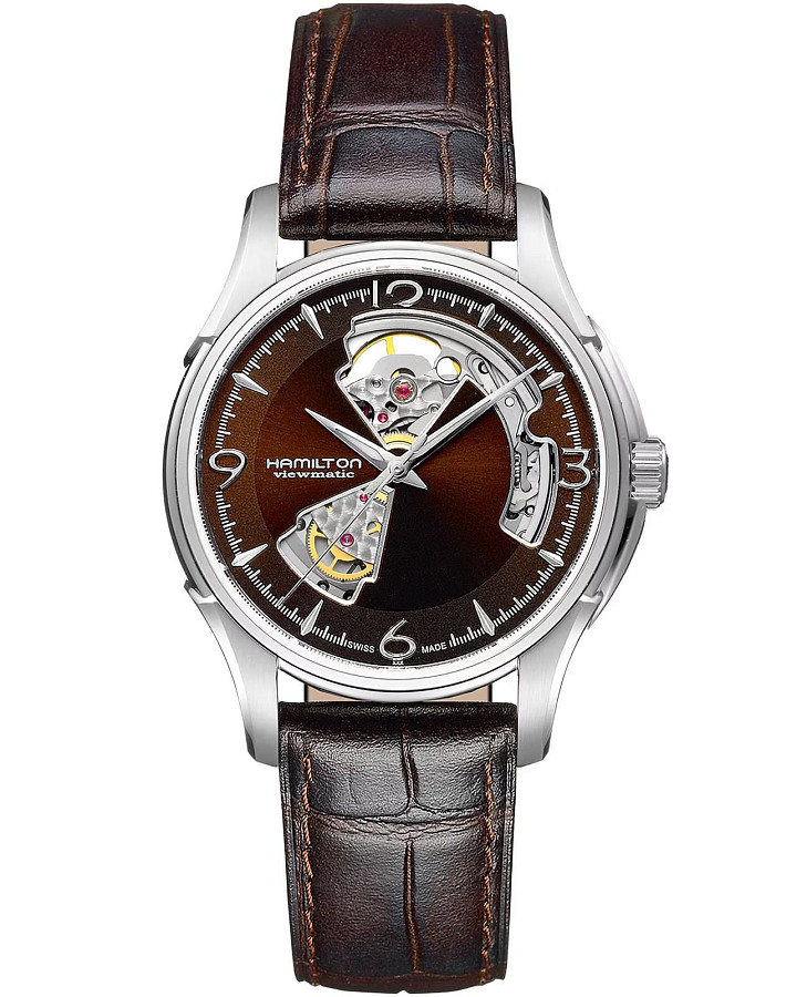 Часы Hamilton Jazzmaster Open Heart Auto H32565595 — мужские, коричневый